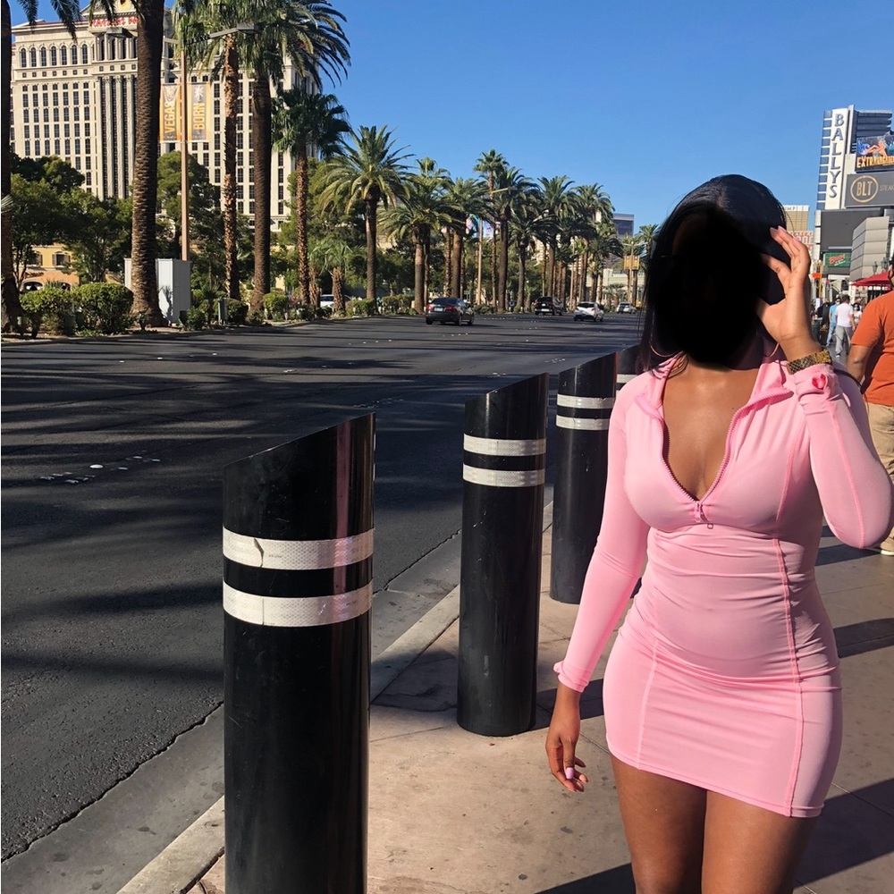 Pink Zip Up Mini Dress
